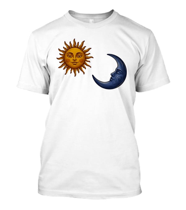 Sun Face And Crescent Moon Celestial Pair Harmony T-Shirt