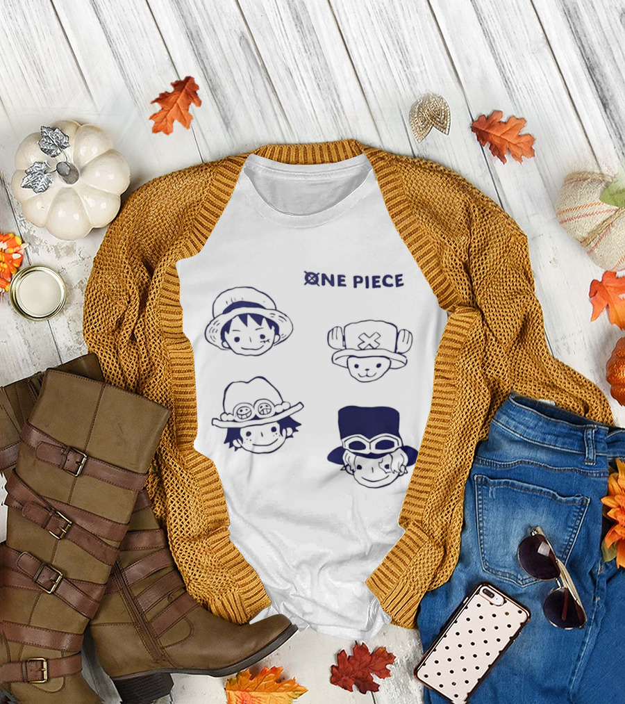 One Piece Luffy Ace Sabo Chopper Characters Manga Anime T-Shirt
