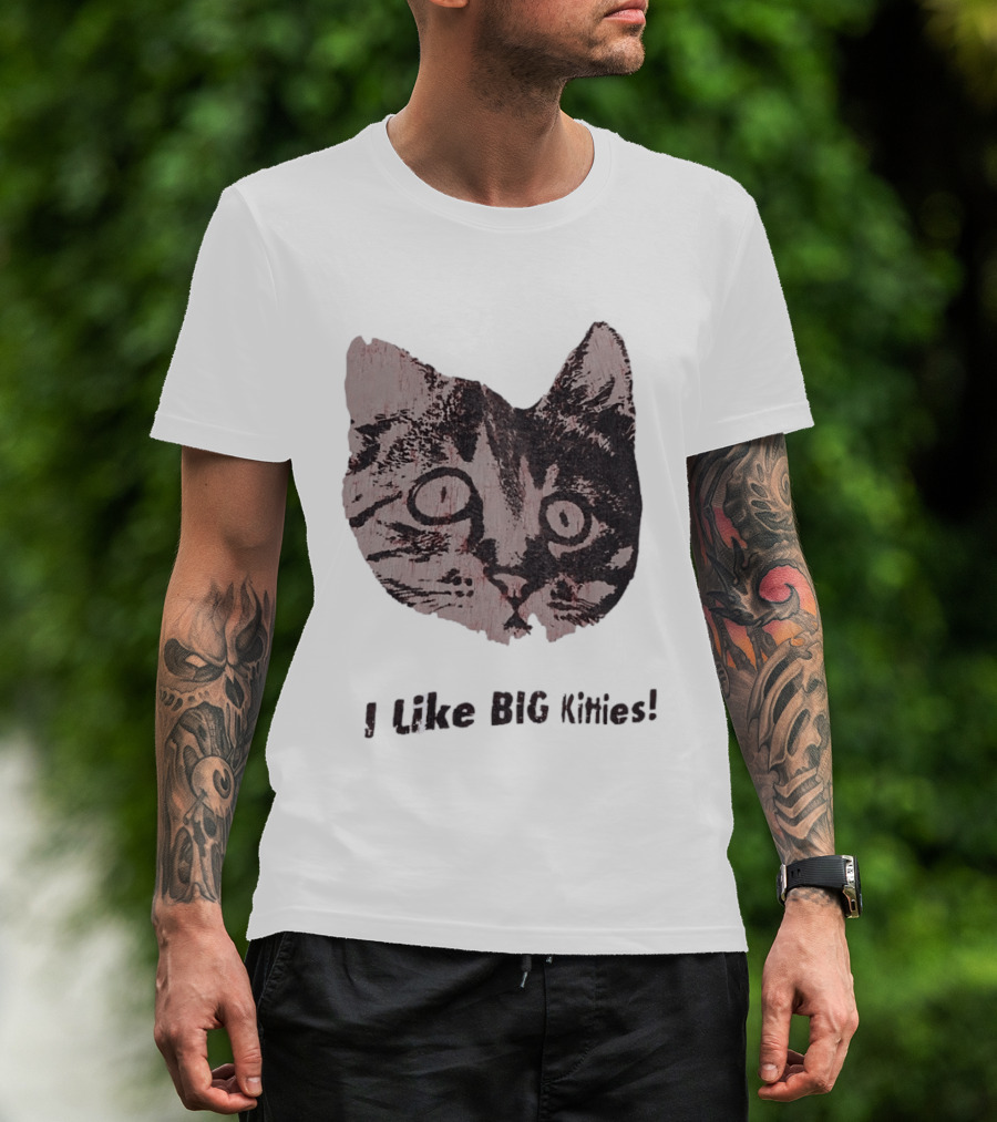 I Like Big Kitties Cat Lover Feline Enthusiast Funny Display T-Shirt