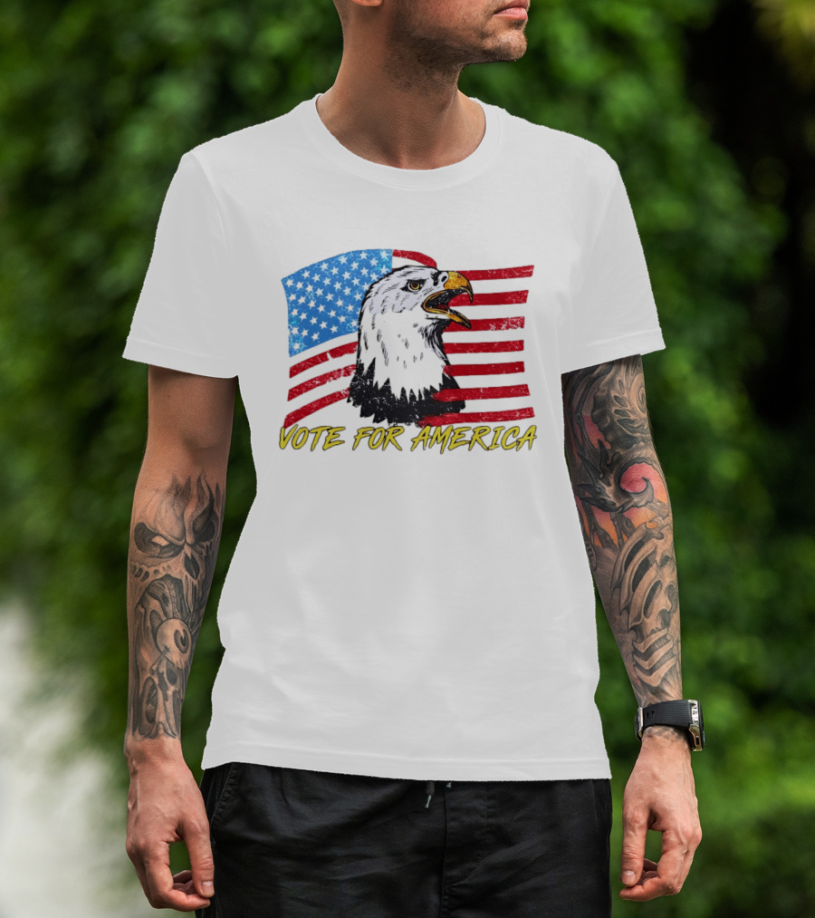 Vote For America Bald Eagle American Flag Stars And Stripes T-Shirt