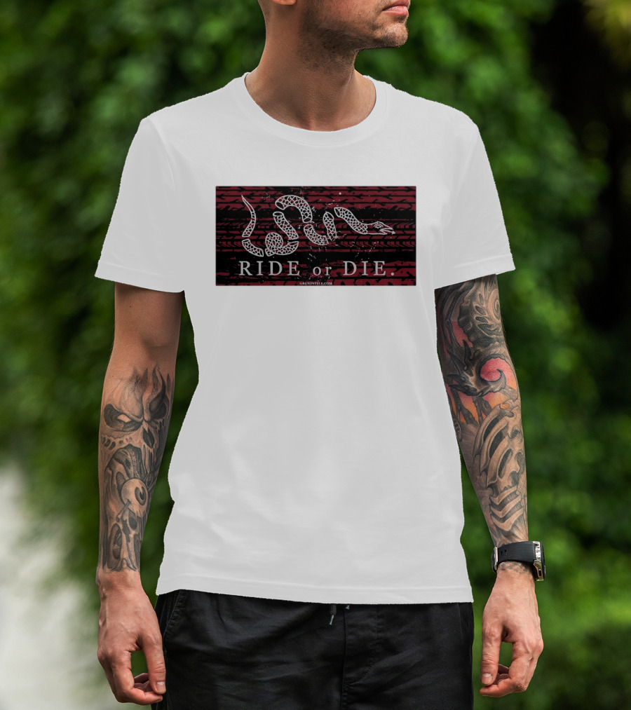 Ride Or Die Coiled Snake Tire Tread Grunt T-Shirt