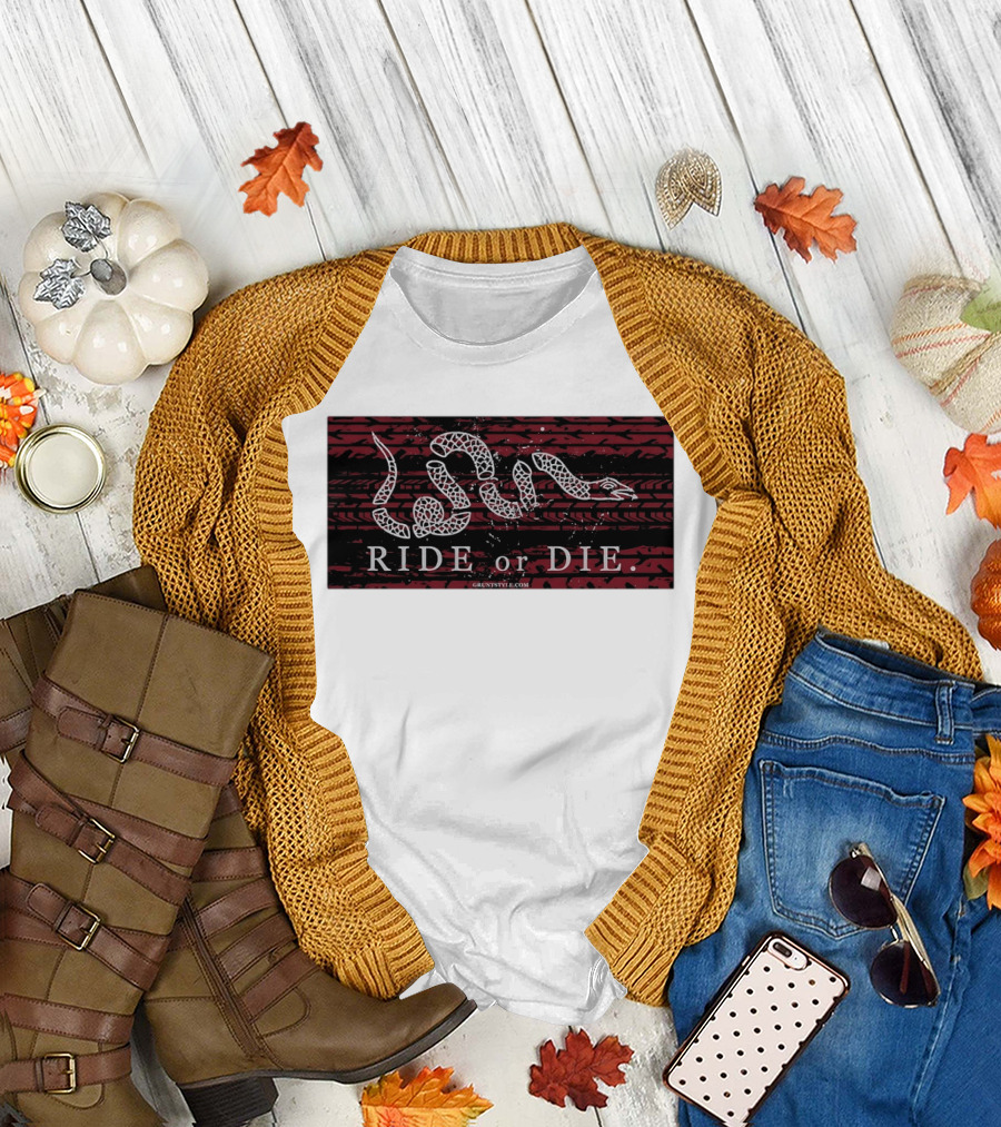 Ride Or Die Coiled Snake Tire Tread Grunt T-Shirt