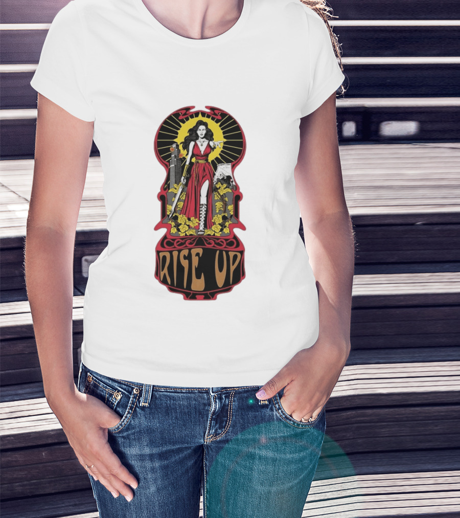 Rise Up Empowerment Resistance Activism Art Deco Warrior Woman T-Shirt