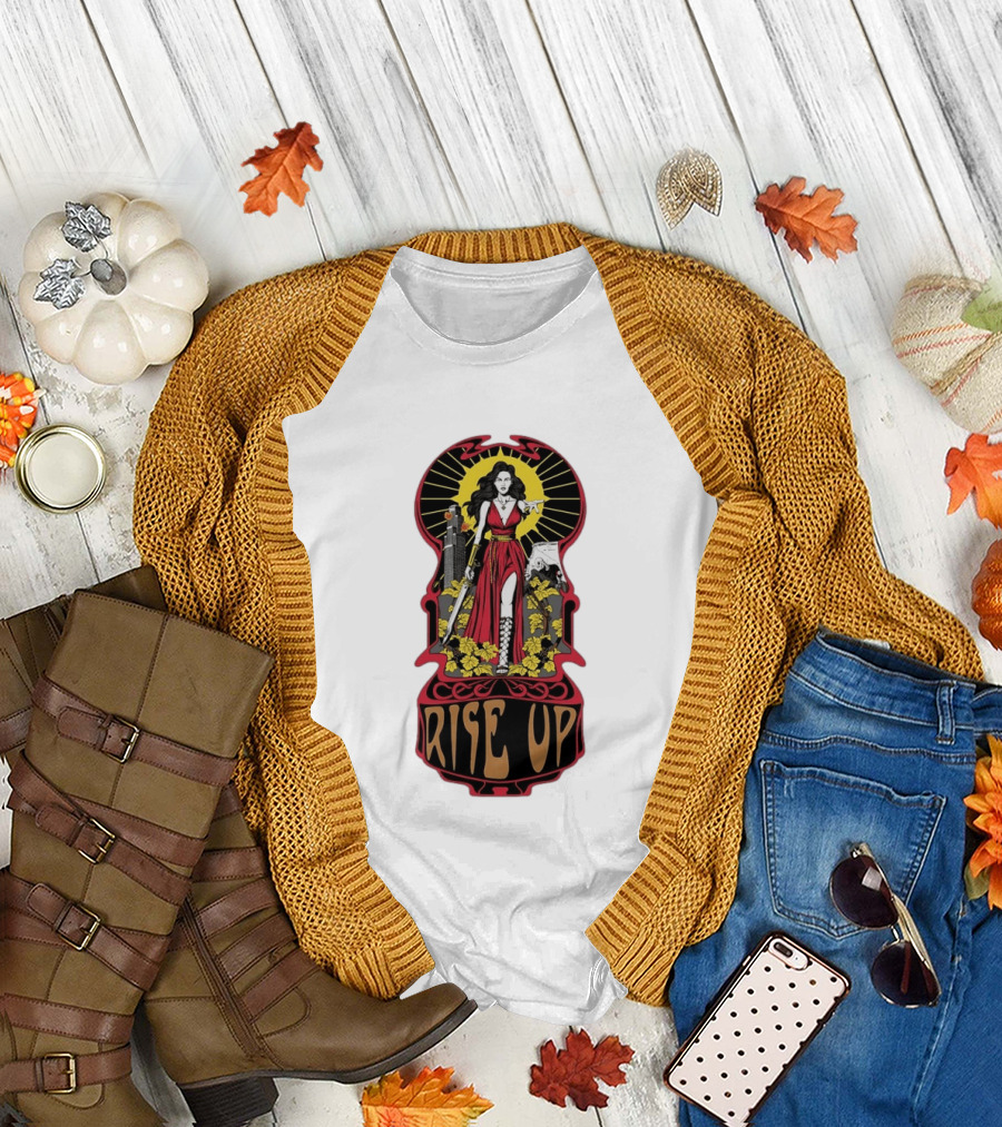 Rise Up Empowerment Resistance Activism Art Deco Warrior Woman T-Shirt