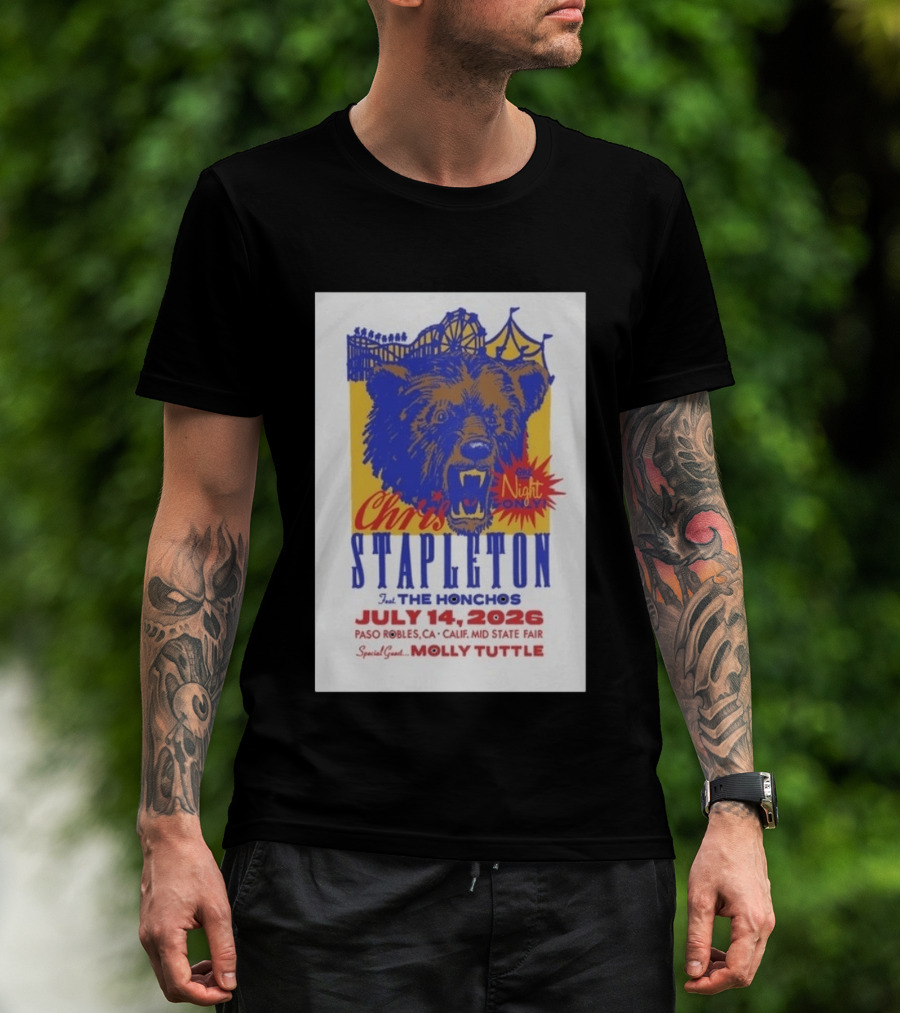 Chris Stapleton Live Concert Paso Robles CA July 14 2026 Featuring The Honchos Special Guest Molly Tuttle T-Shirt