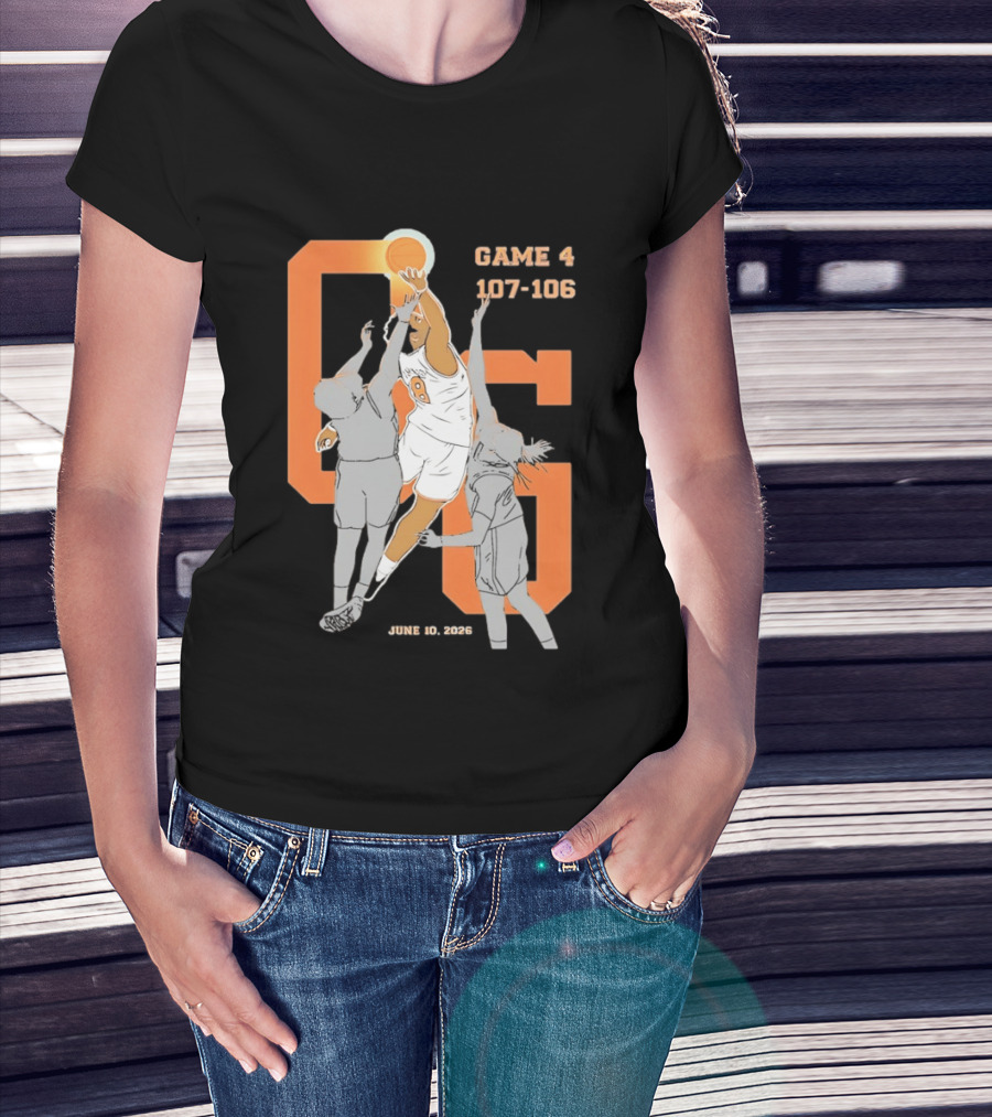 Game 4 107 106 June 10 2026 Basketball Player Dunk Action T-Shirt