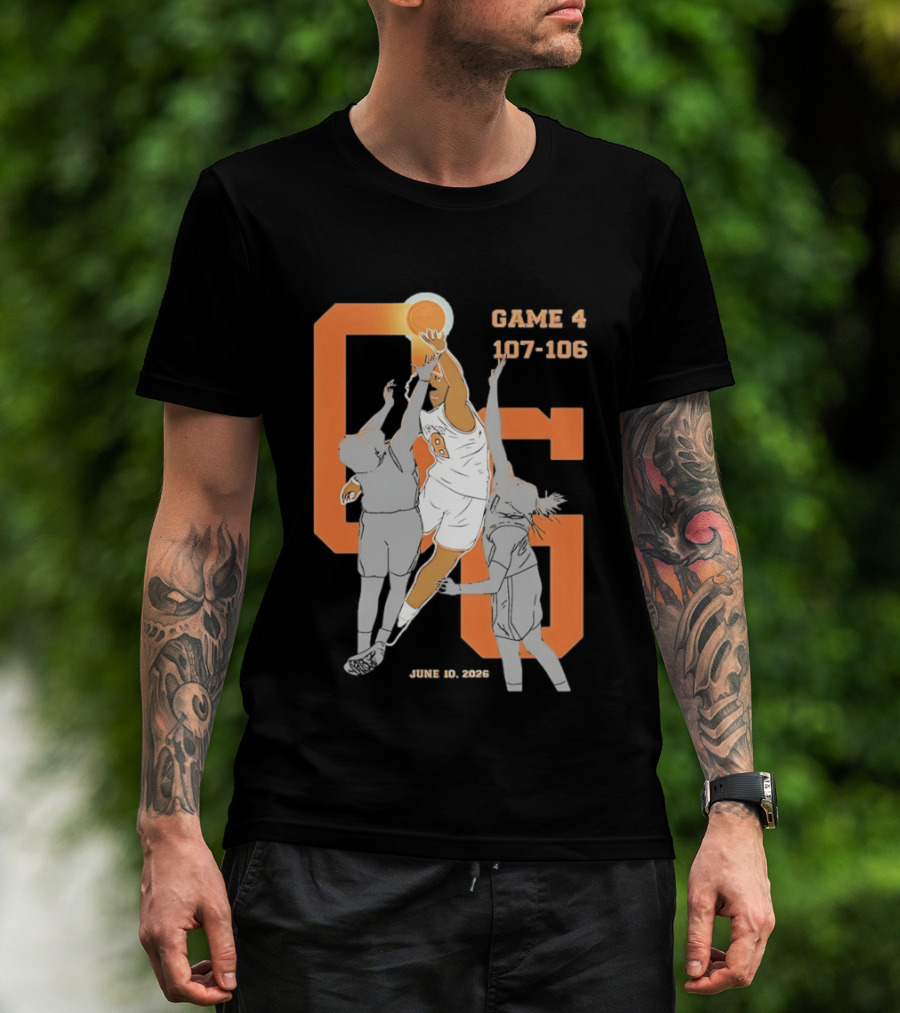 Game 4 107 106 June 10 2026 Basketball Player Dunk Action T-Shirt