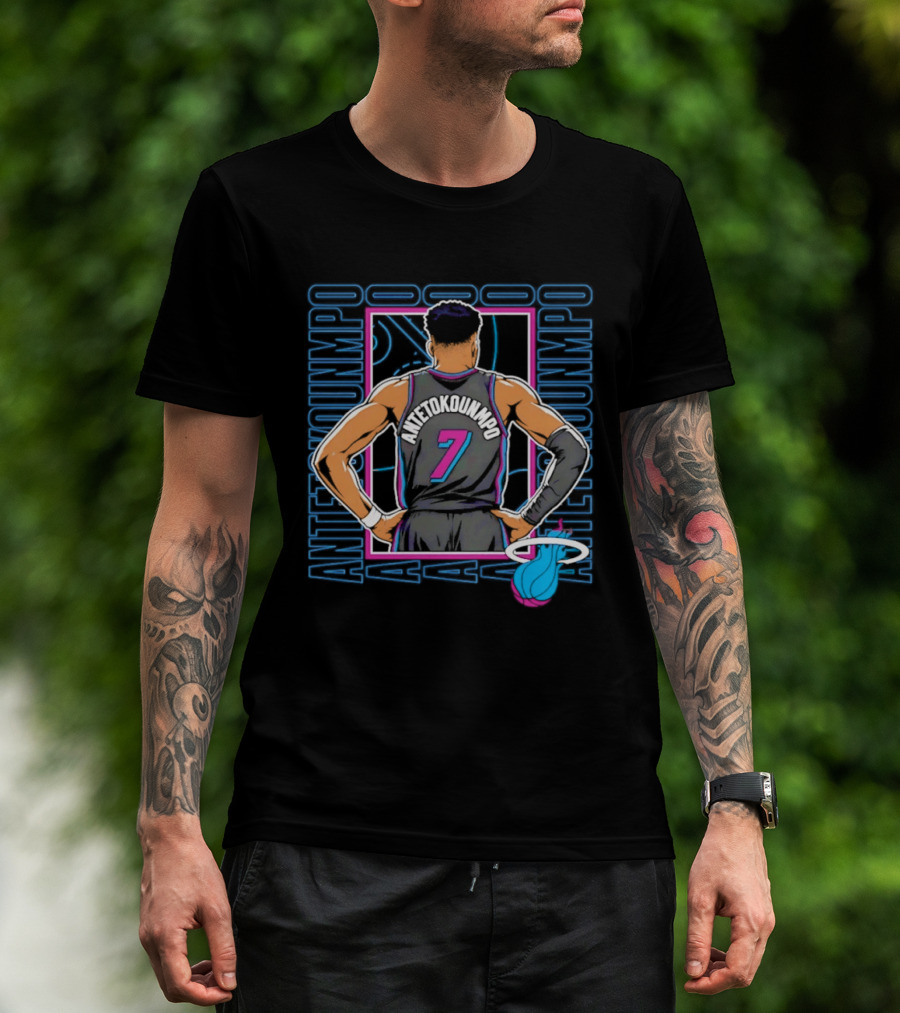 Antetokounmpo Miami Heat Vice Heat 7 Basketball T-Shirt