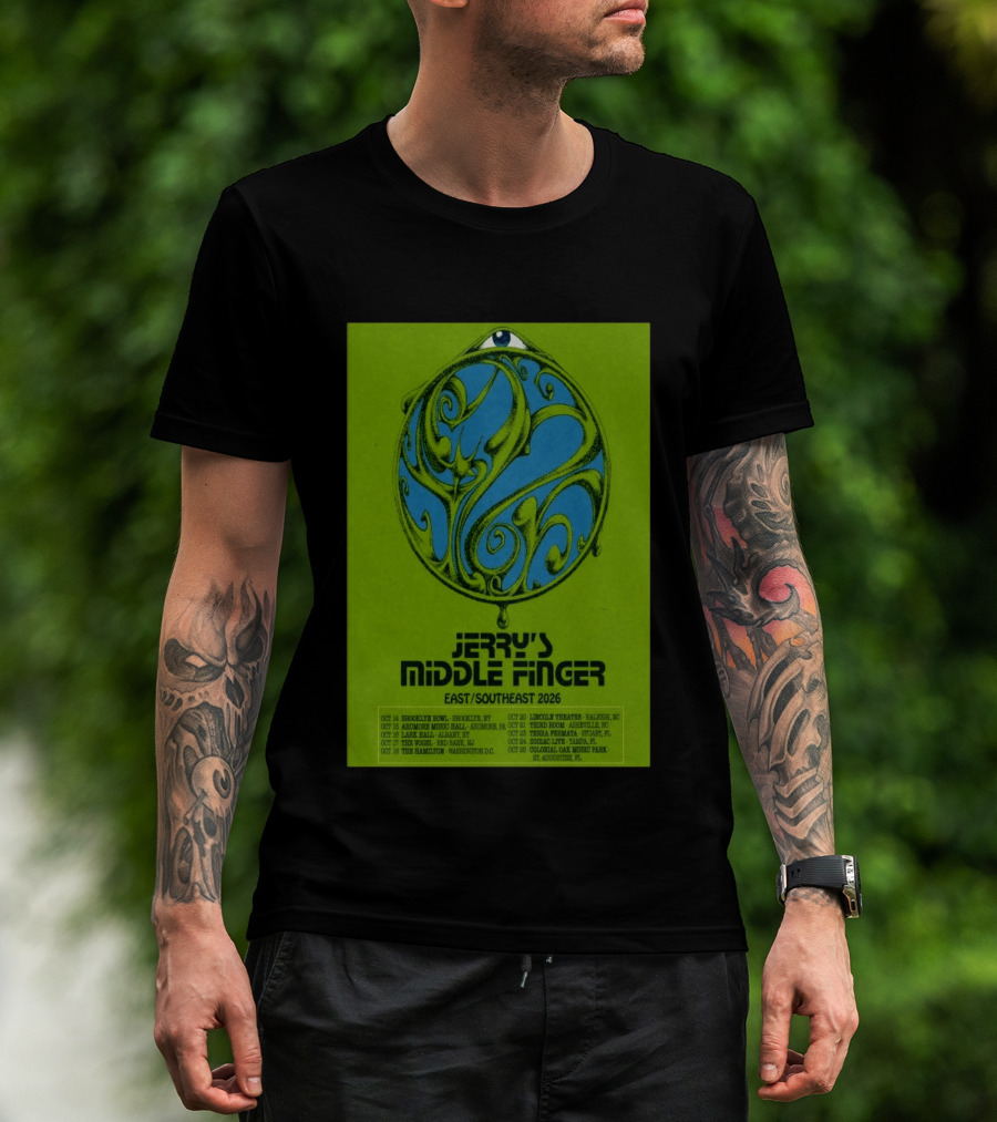 Jerry's Middle Finger East Southeast 2026 Tour Dates With Artistic Eye T-Shirt