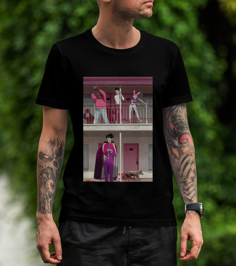 Gorillaz Motel Room 13 And 23 Anime Style Character Scene T-Shirt
