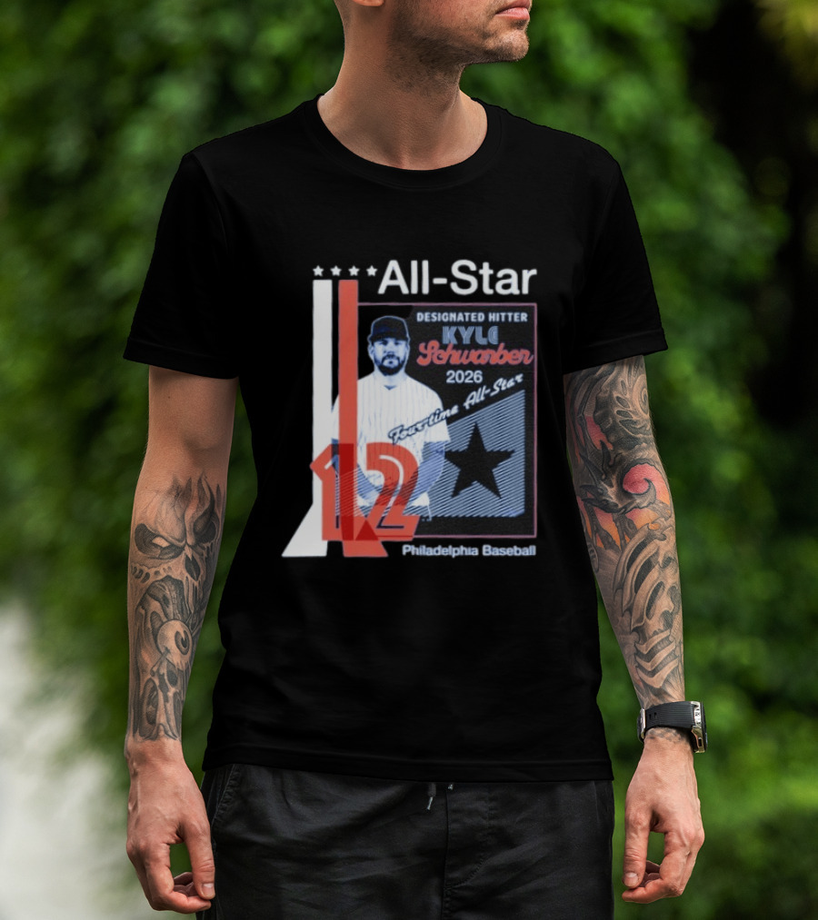 Philadelphia Baseball Designated Hitter Kyle Schwarber 2026 Four Time All Star No 12 T-Shirt