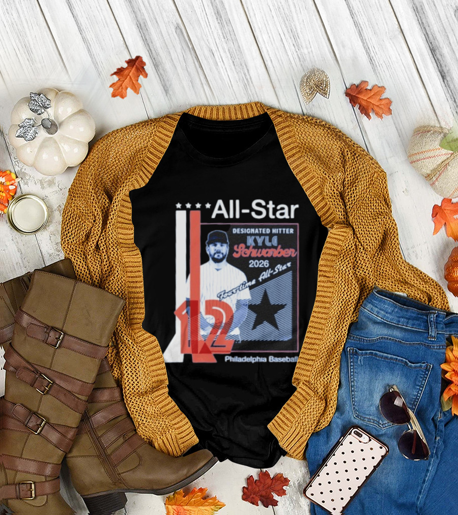 Philadelphia Baseball Designated Hitter Kyle Schwarber 2026 Four Time All Star No 12 T-Shirt