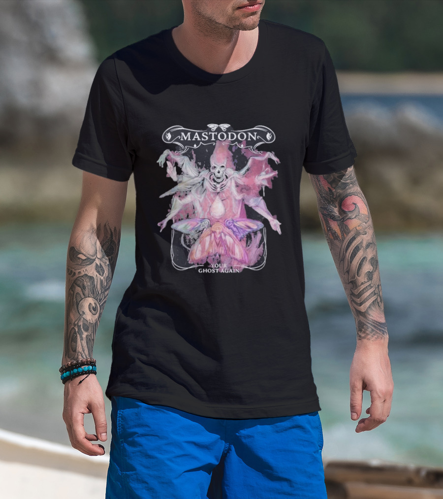 Mastodon Your Ghost Again Skeleton Moth T-Shirt