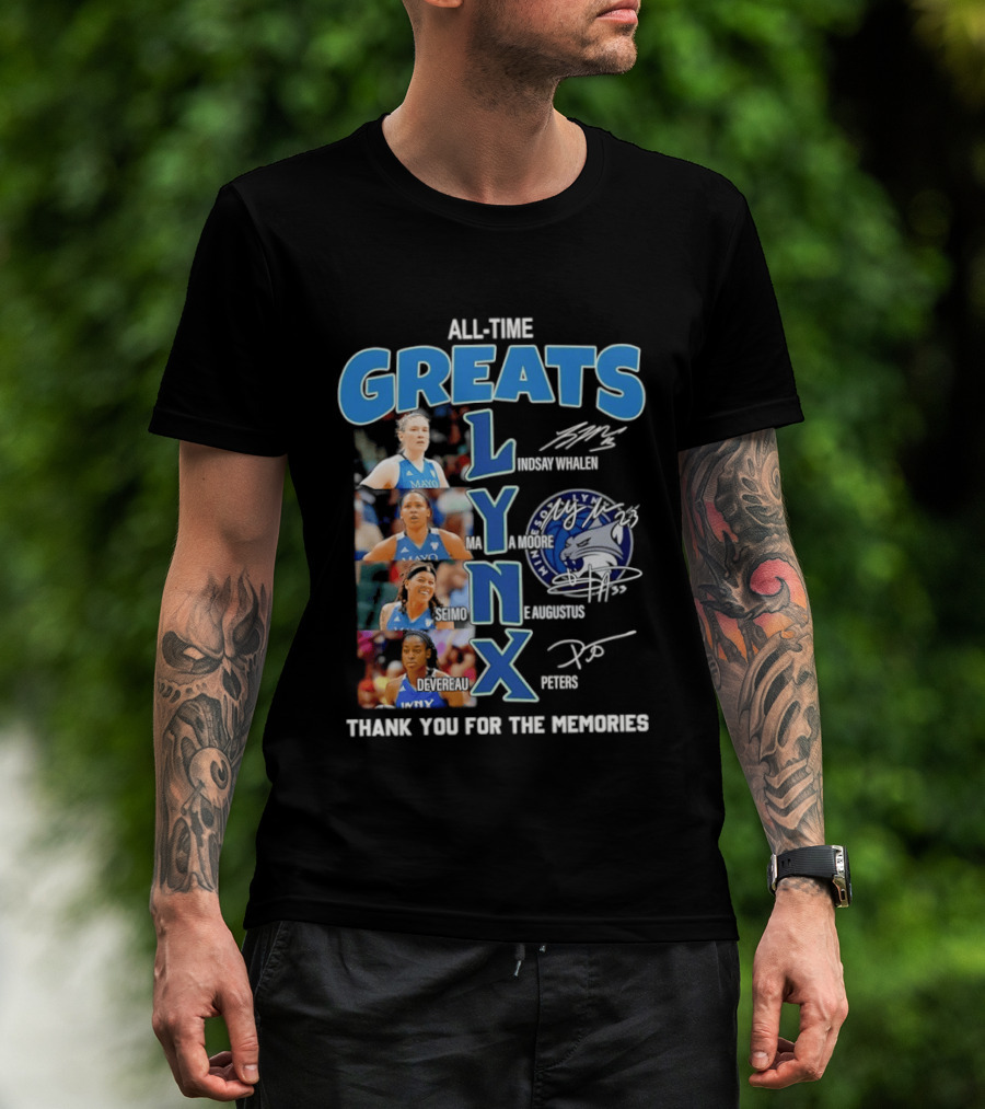 Minnesota Lynx All Time Greats Thank You For The Memories Signatures T-Shirt