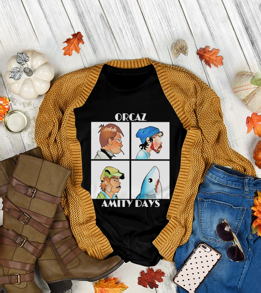 Orcaz Amity Days Four Grid Shark Bite Album Cover T-Shirt
