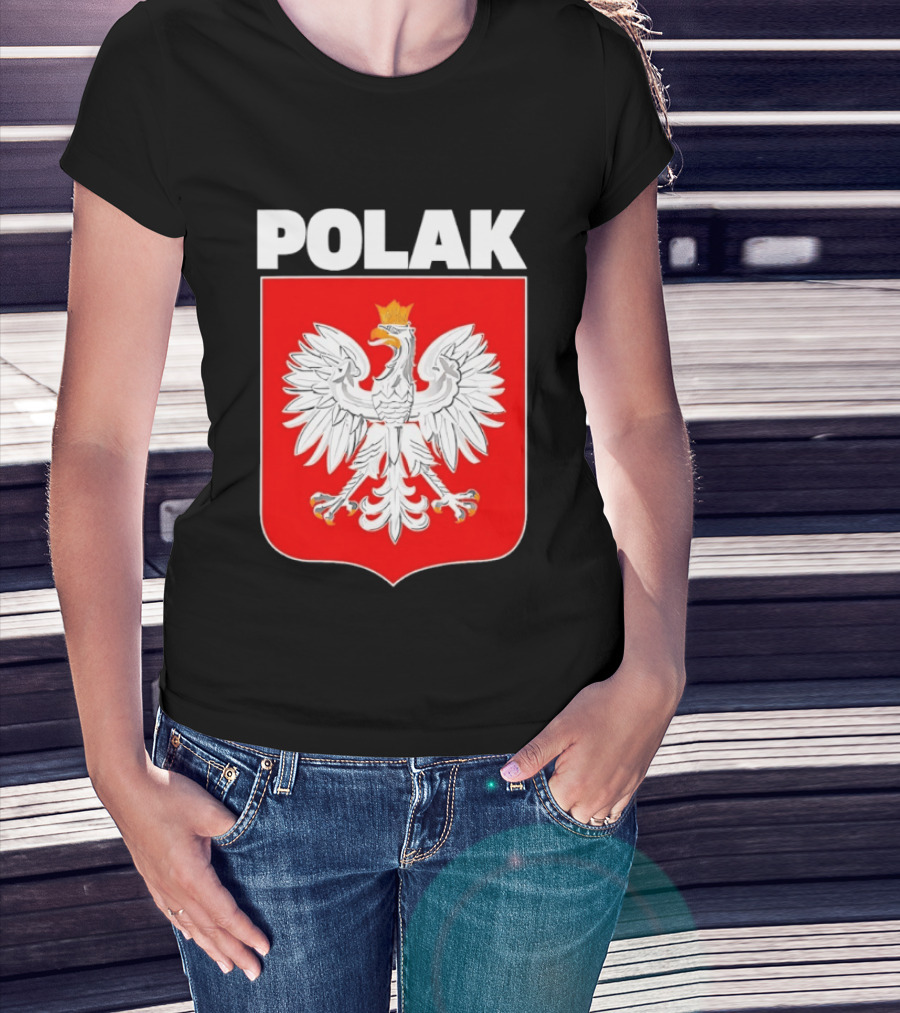 Polak Polish Eagle Emblem White Text Red T-Shirt