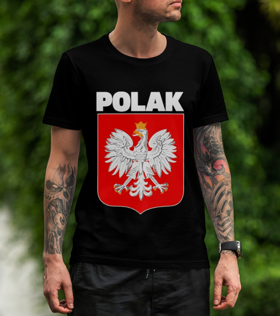 Polak Polish Eagle Emblem White Text Red T-Shirt