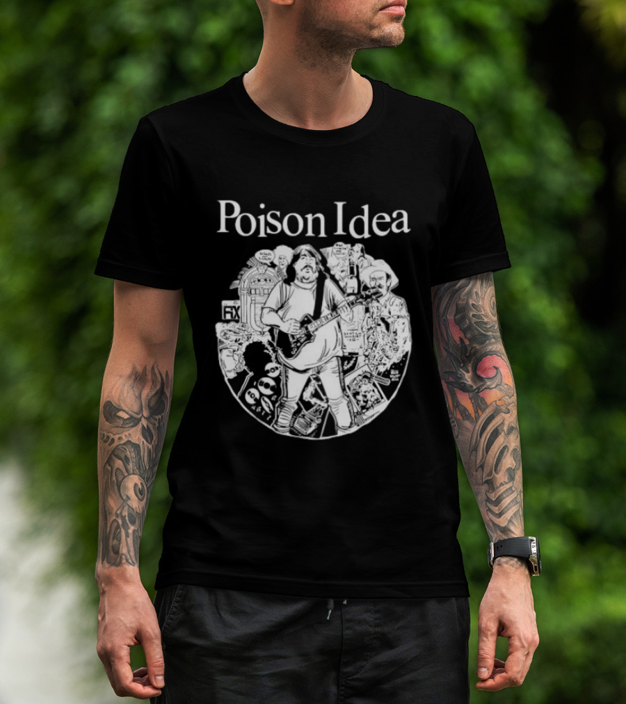 Poison Idea Jerry A Casale Portland Punk Black And White Sketch Montage T-Shirt