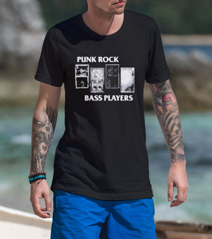 Punk Rock Bass Players Amplifier Musician Black White Speaker Cabinet T-Shirt