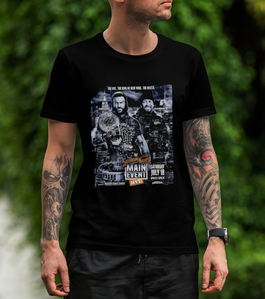 Roman Reigns Jalen Brunson WWE Saturday Night's Main Event Madison Square Garden NYC July 18 T-Shirt