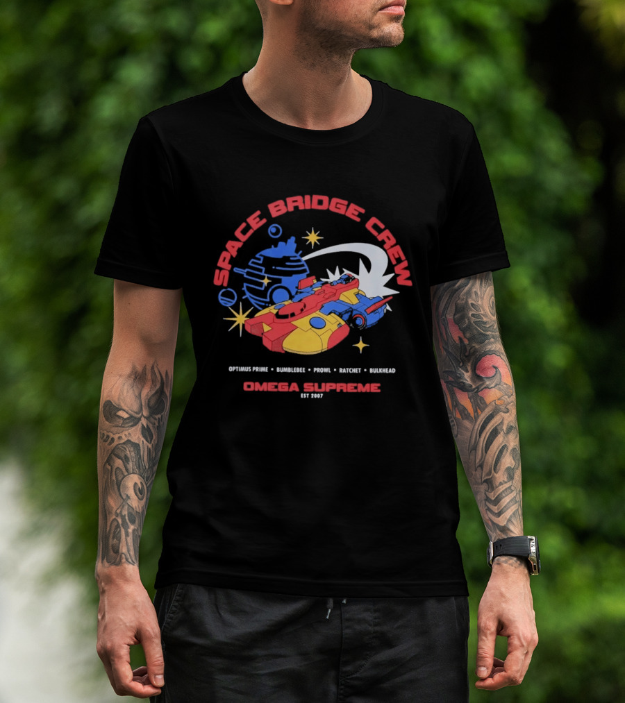 Space Bridge Crew Omega Supreme Optimus Prime Bumblebee Prowl Ratchet Bulkhead T-Shirt
