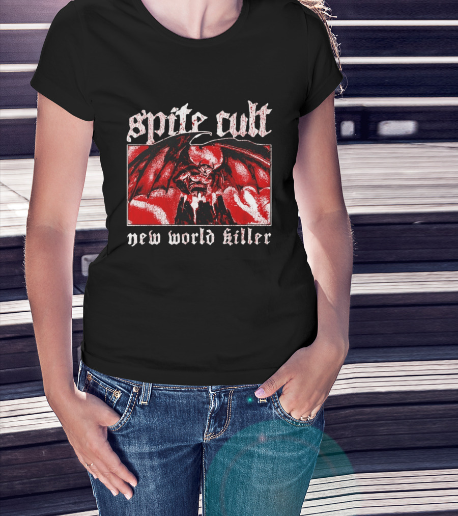 Spite Cult Horned Demon Spreading Wings On Mountain New World Killer T-Shirt