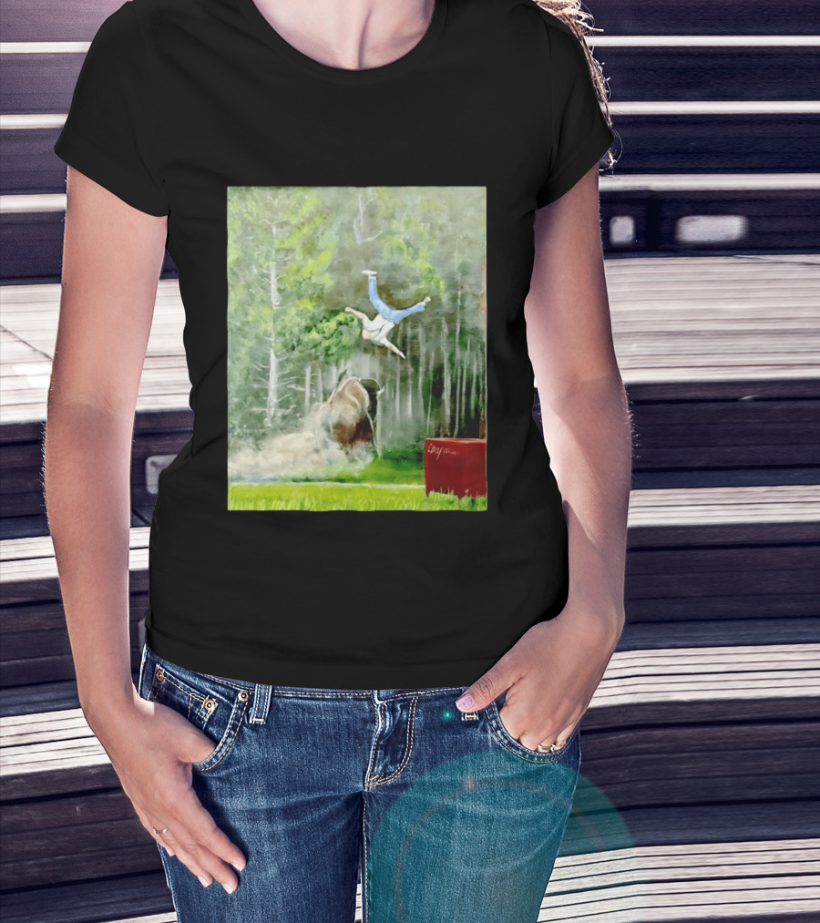 Sportman Epic Bison Attack Wildlife Painting T-Shirt