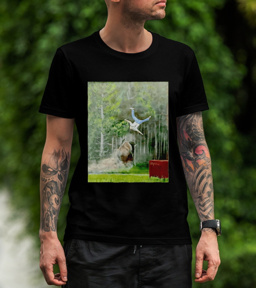 Sportman Epic Bison Attack Wildlife Painting T-Shirt