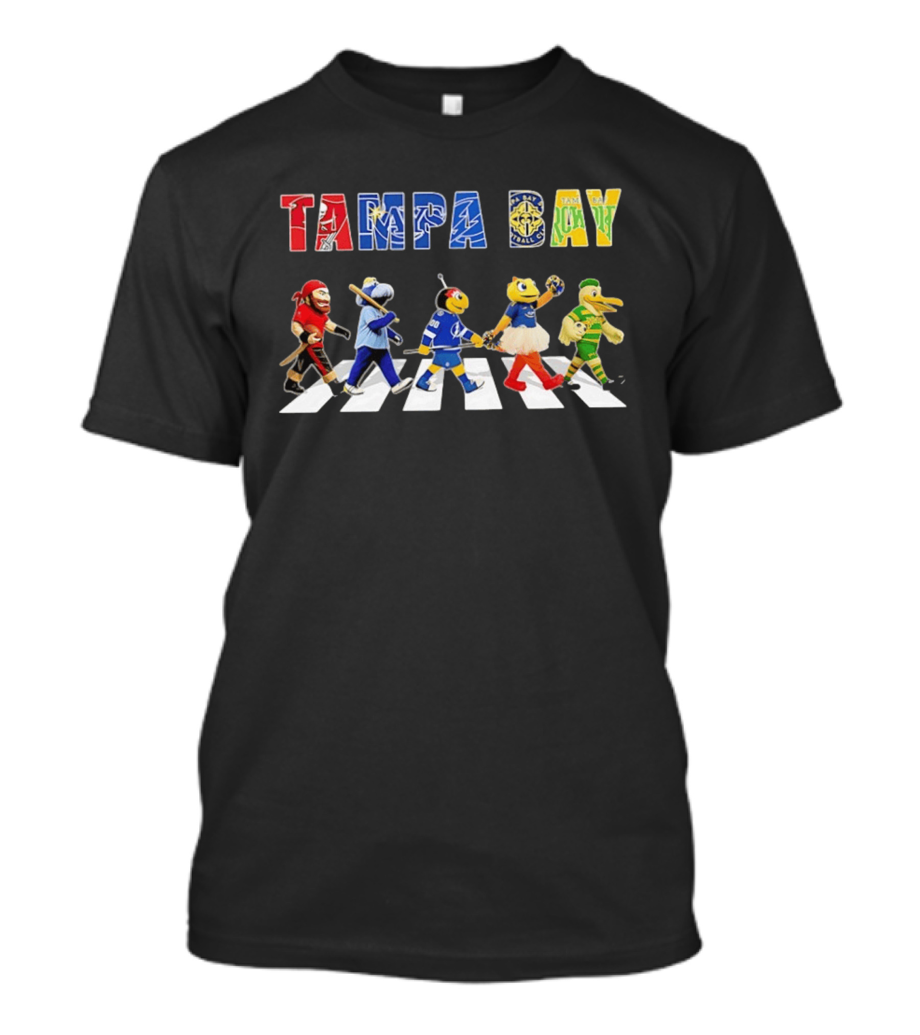 Tampa Bay Sports Mascots Walking Abbey Road Style Sports In City T-Shirt