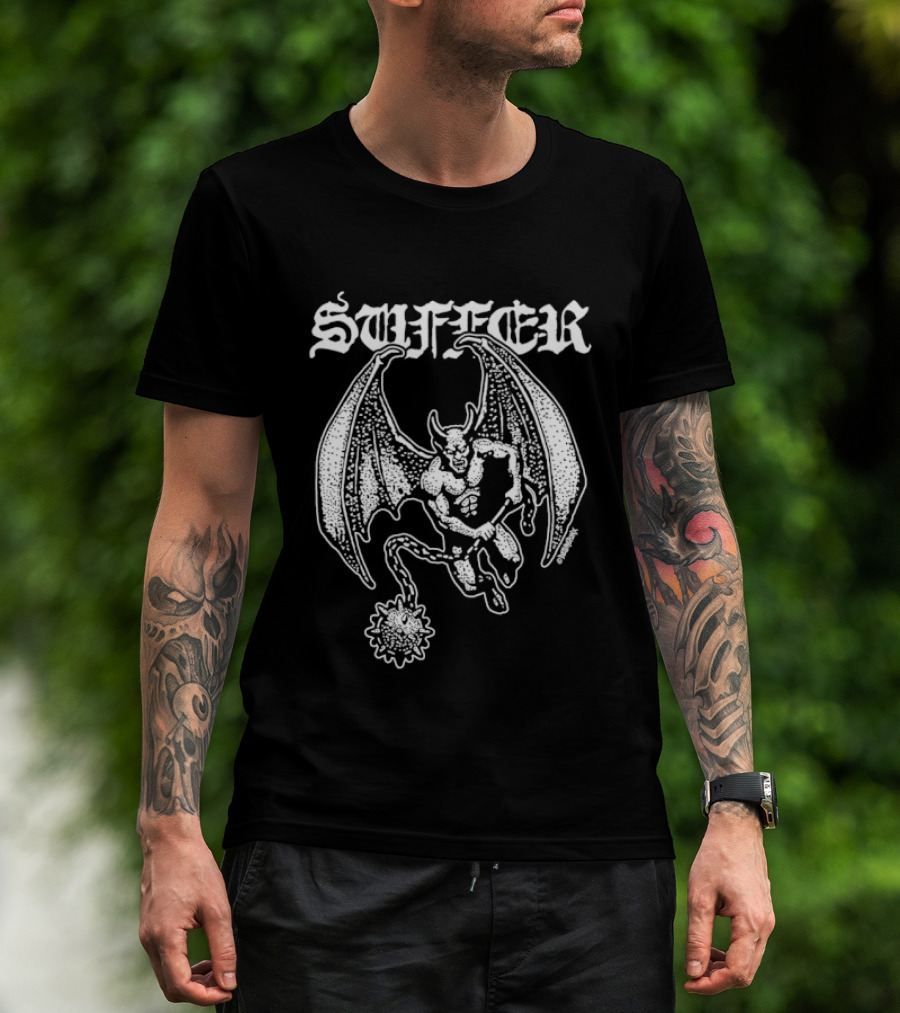 Suffer Devil With Morning Star Heavy Metal Iconic Demon T-Shirt