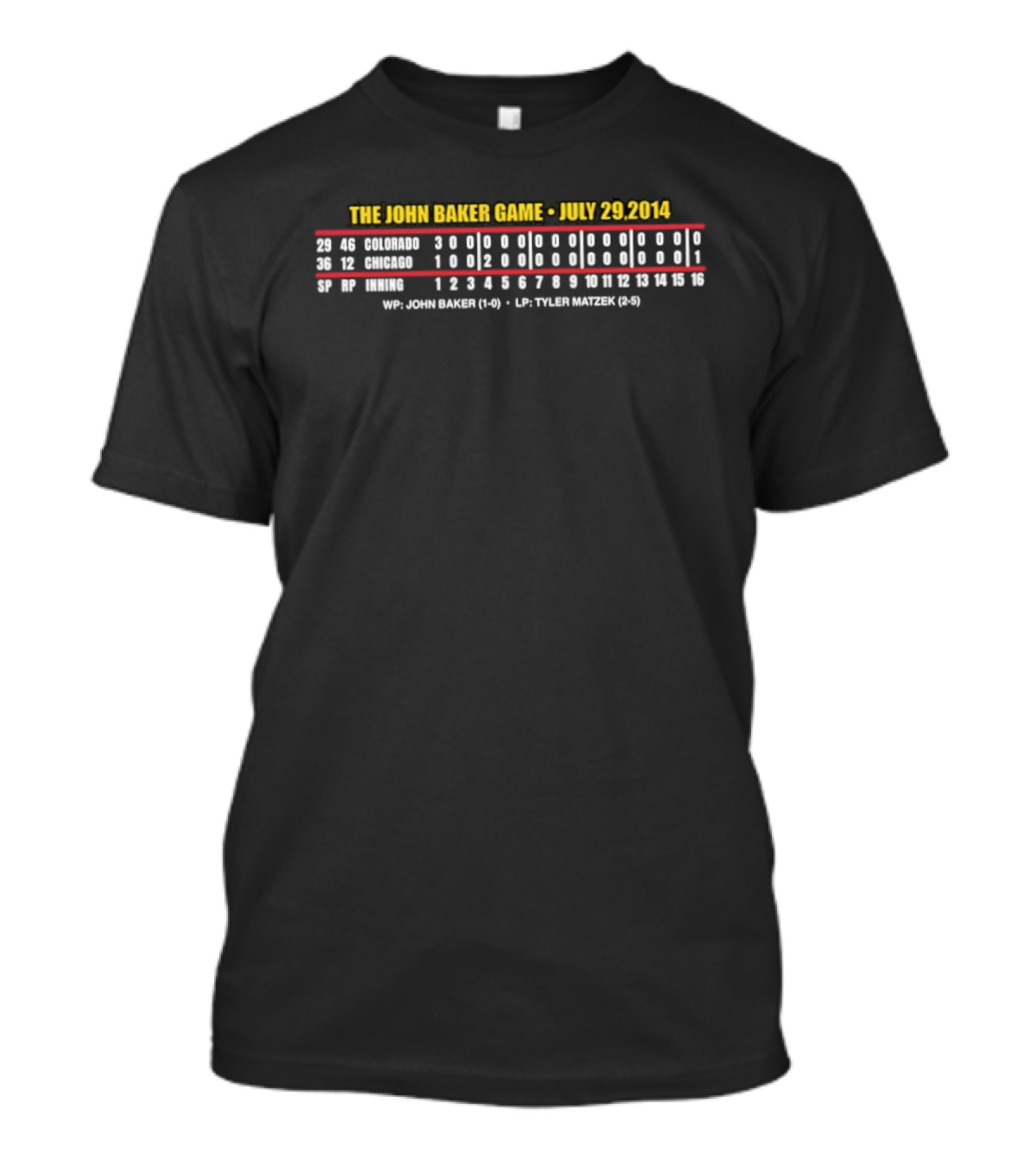 The John Baker Game July 29 2014 Cubs Vs Rockies Comprehensive Game Stats T-Shirt