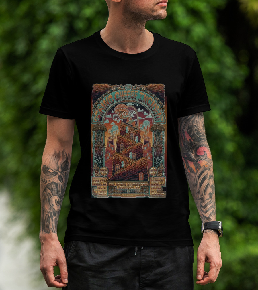String Cheese Incident Red Rocks Amphitheatre July 2026 Tour Morrison CO Art By Nate Duval T-Shirt