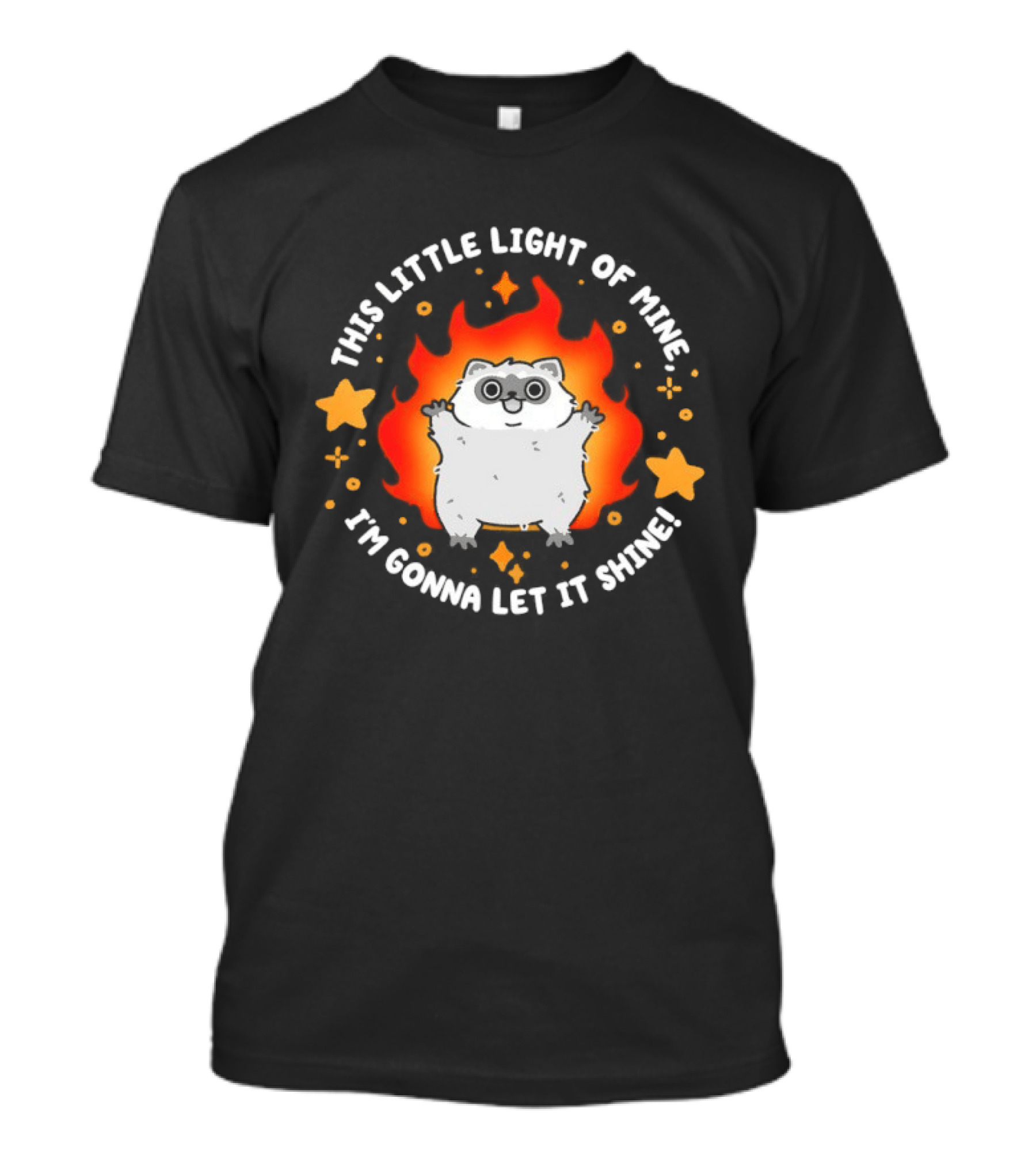 This Little Light Of Mine Raccoon I'm Gonna Let It Shine Stars Flame T-Shirt