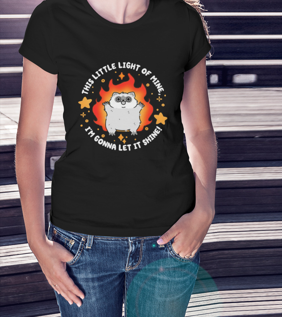 This Little Light Of Mine Raccoon I'm Gonna Let It Shine Stars Flame T-Shirt