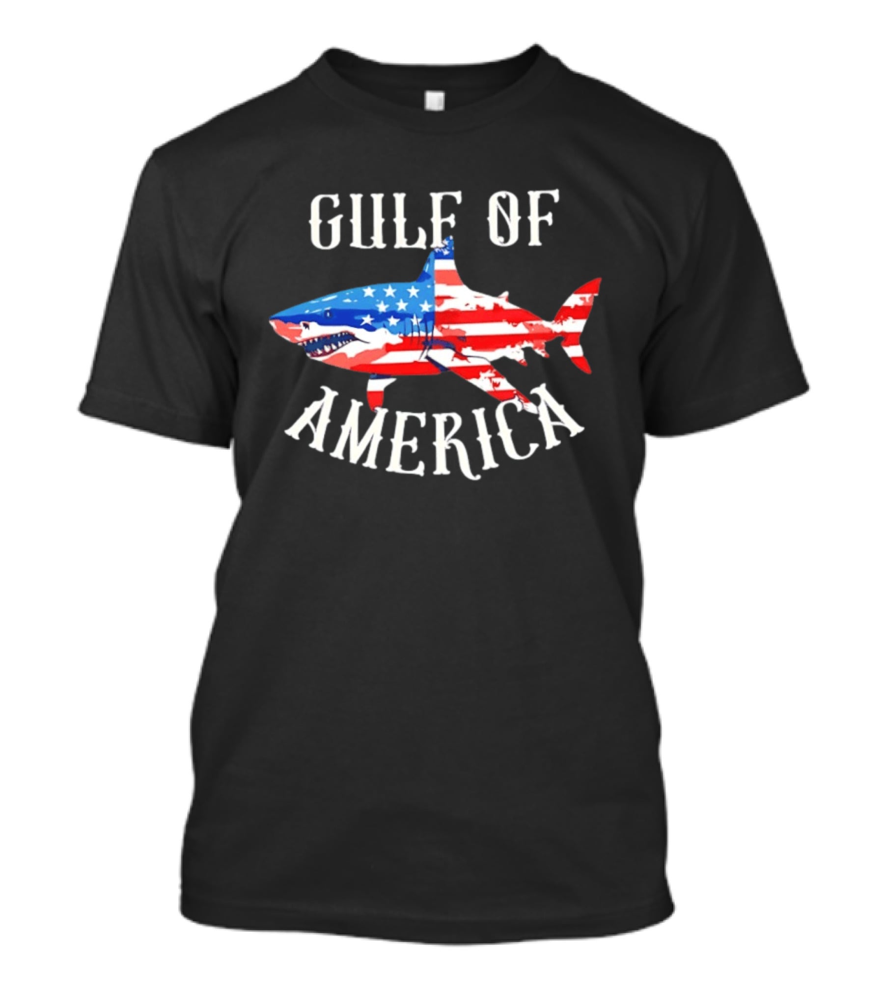 Gulf Of America Shark American Flag Patriotic T-Shirt