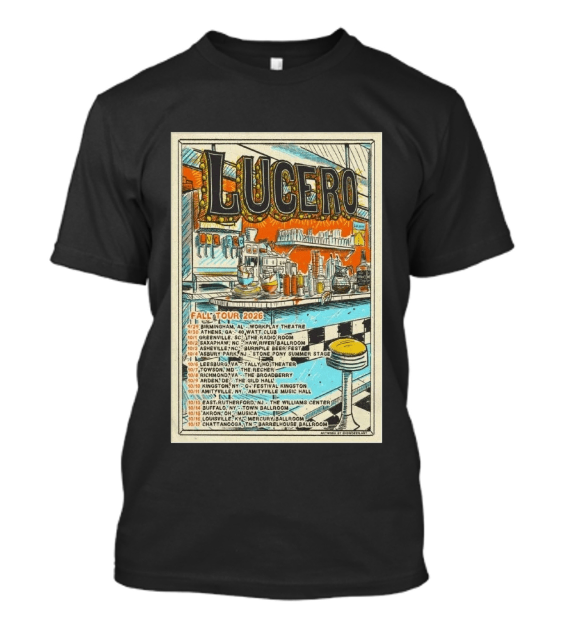 LUCERO Fall Tour 2026 Concert Dates And Venues T-Shirt