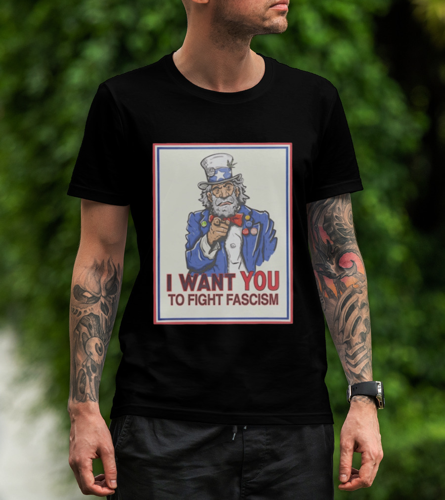 Uncle Sam I Want You To Fight Fascism Style Image T-Shirt