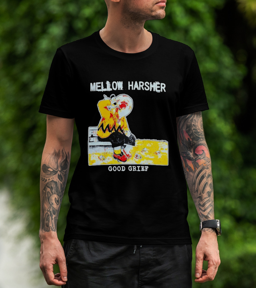 Mellow Harsher Good Grief Charlie Brown Drinking Image T-Shirt