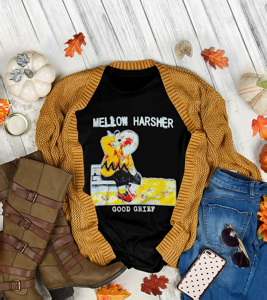 Mellow Harsher Good Grief Charlie Brown Drinking Image T-Shirt