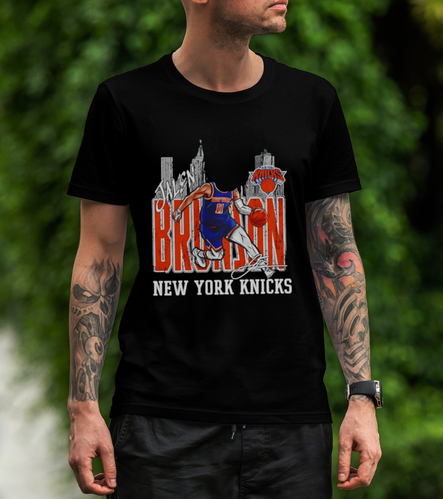 Jalen Brunson New York Knicks Basketball City Skyline T-Shirt