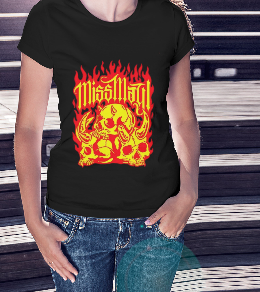 Miss May I Flaming Skulls Fire Metalcore Band T-Shirt