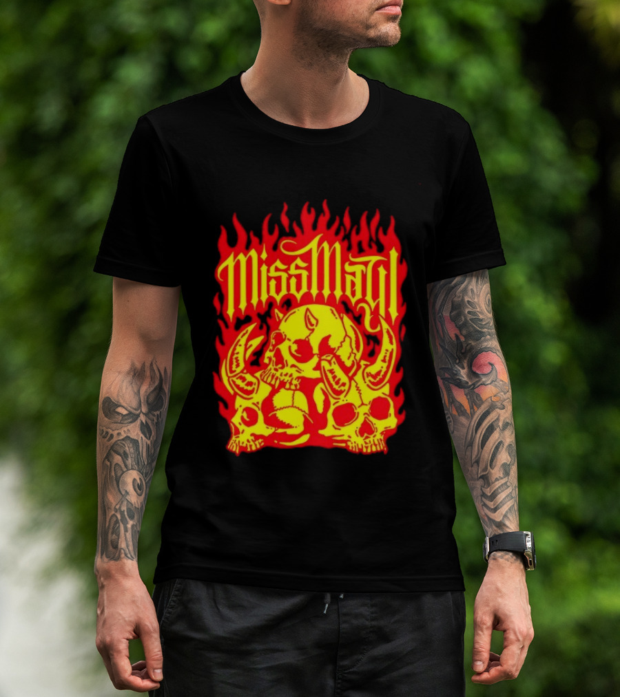 Miss May I Flaming Skulls Fire Metalcore Band T-Shirt