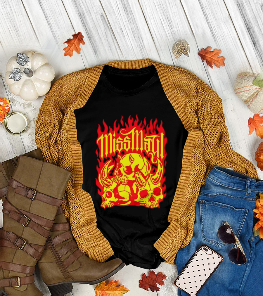 Miss May I Flaming Skulls Fire Metalcore Band T-Shirt