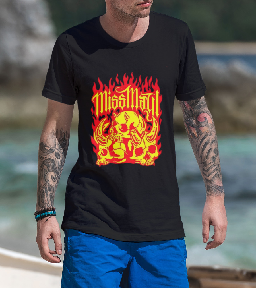 Miss May I Flaming Skulls Fire Metalcore Band T-Shirt