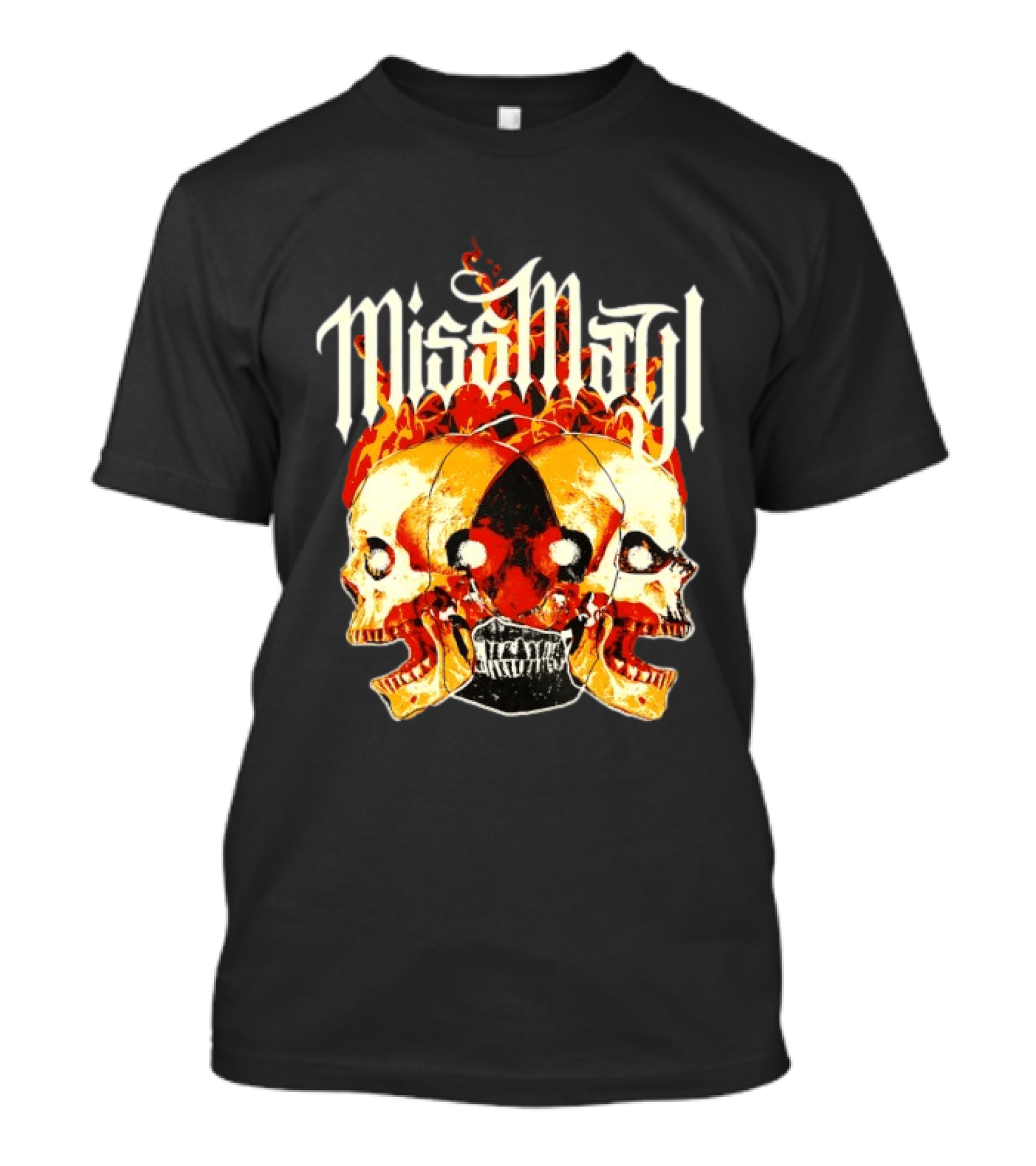 Miss May I Skulls And Fire Metalcore Band Triple Skull Flames T-Shirt