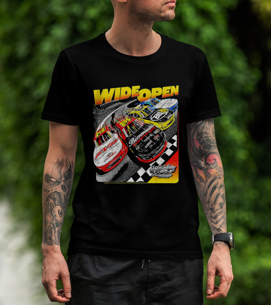 Wide Open Jordan Anderson Racing Bommarito Autosport Race Cars Checkered Track T-Shirt