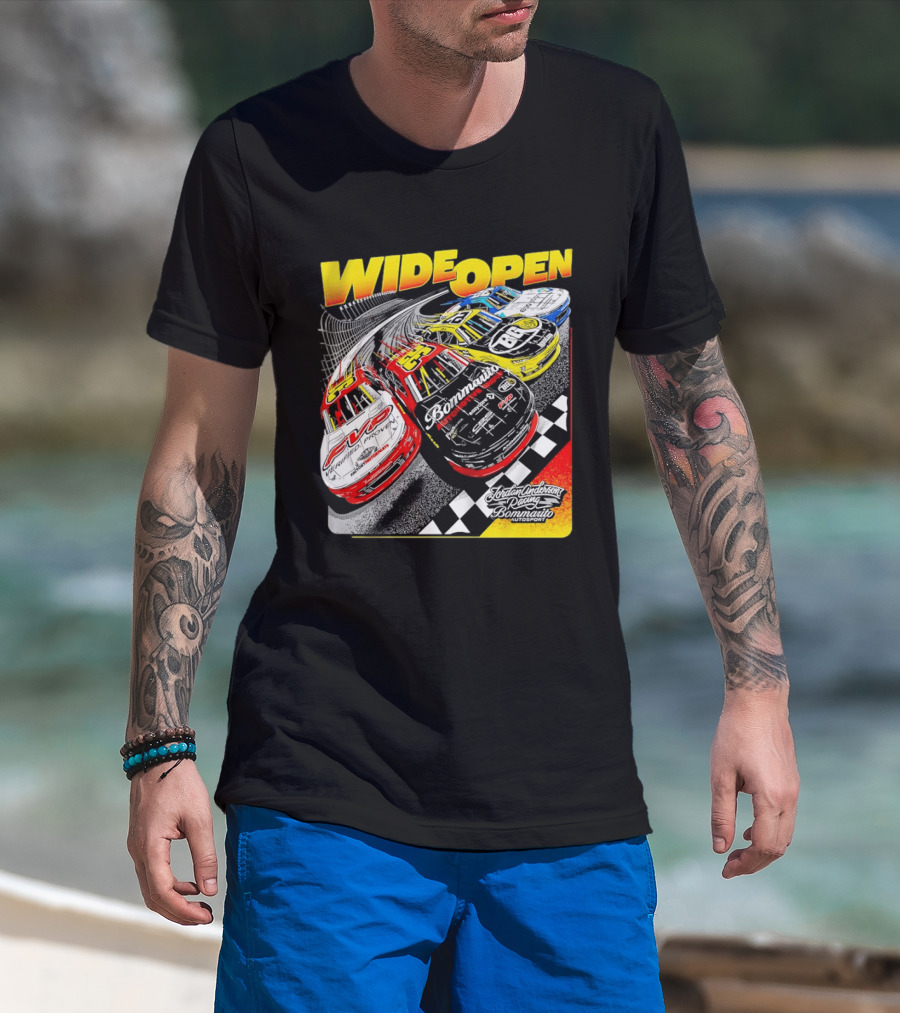 Wide Open Jordan Anderson Racing Bommarito Autosport Race Cars Checkered Track T-Shirt