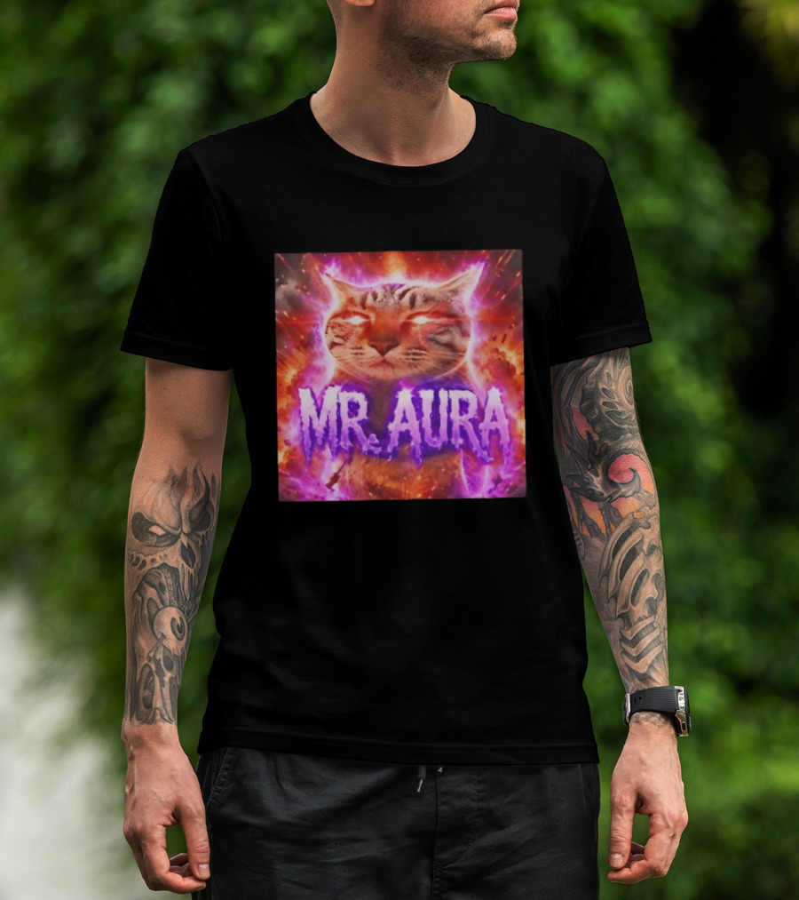 Mr. Aura Cat Fiery Cosmic Internet Culture Phenomenon T-Shirt