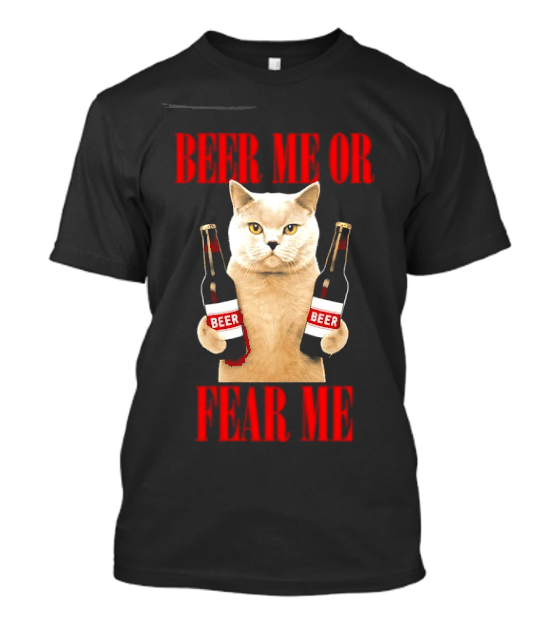 Beer Me Or Fear Me Cat Holding Beer Bottles T-Shirt