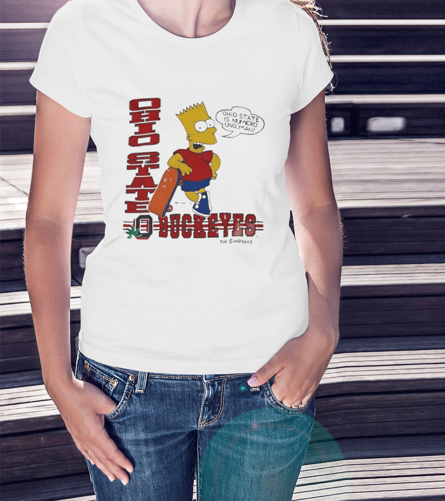 Ohio State Buckeyes Bart Simpson Numero Uno Man Skateboard T-Shirt